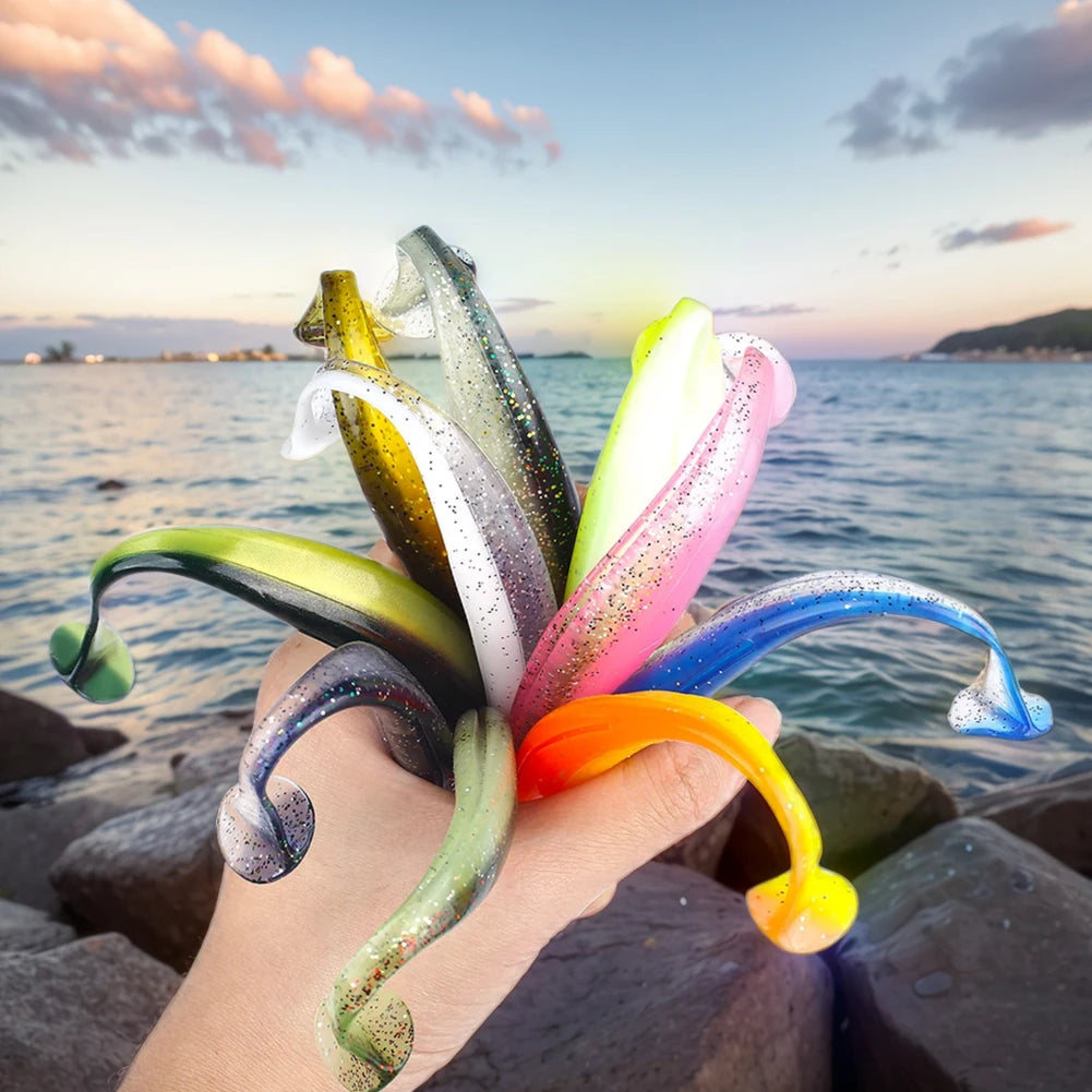 T Tail Worm Soft Bait Paddle Tail Lures Bass Trout