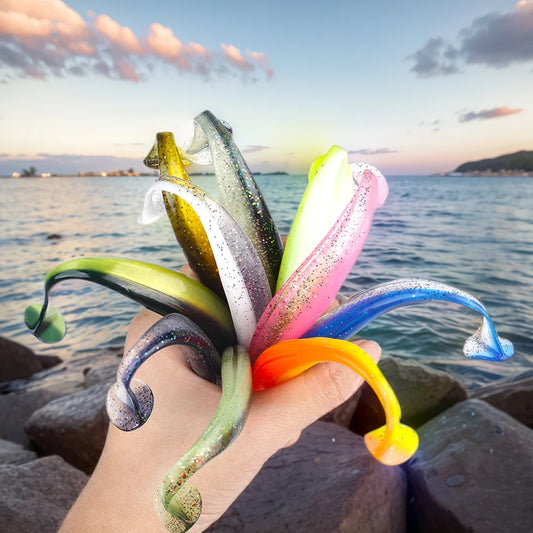 T Tail Worm Soft Bait Paddle Tail Lures Bass Trout