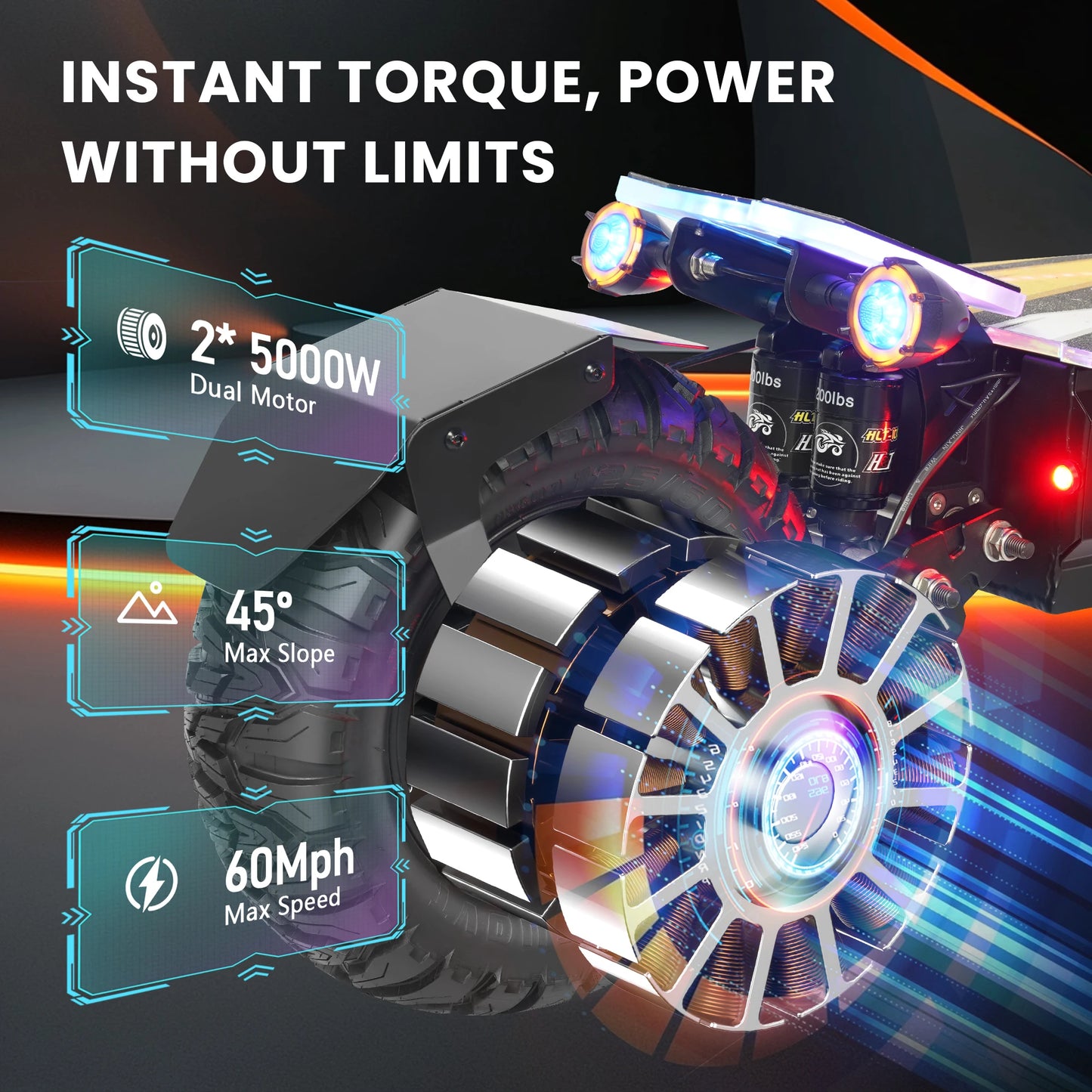 Foldable 10000W Dual Motor Electric Scooter Off Road 72V Battery