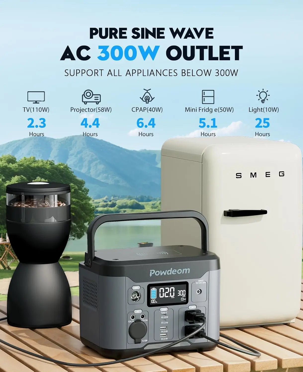 300W Portable Power Station With AC Outlet Solar Generator