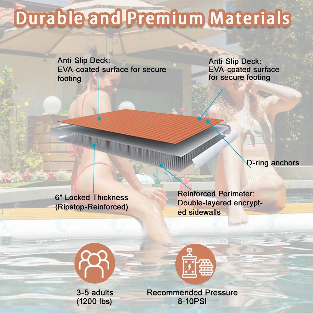 Floating Dock With Carry Bag Inflatable Platform Gangway For Boats