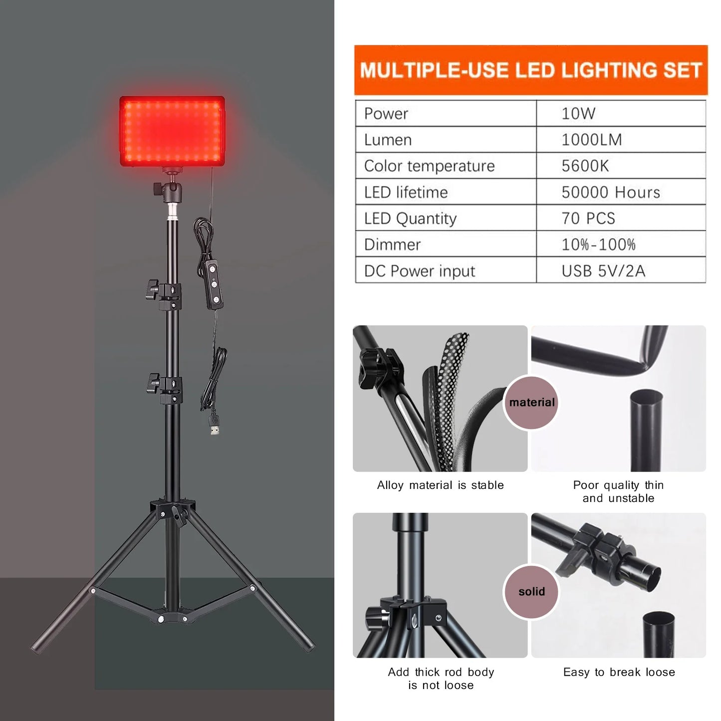 BTFOOR LED Photography Video Light Panel With Tripod RGB Filters