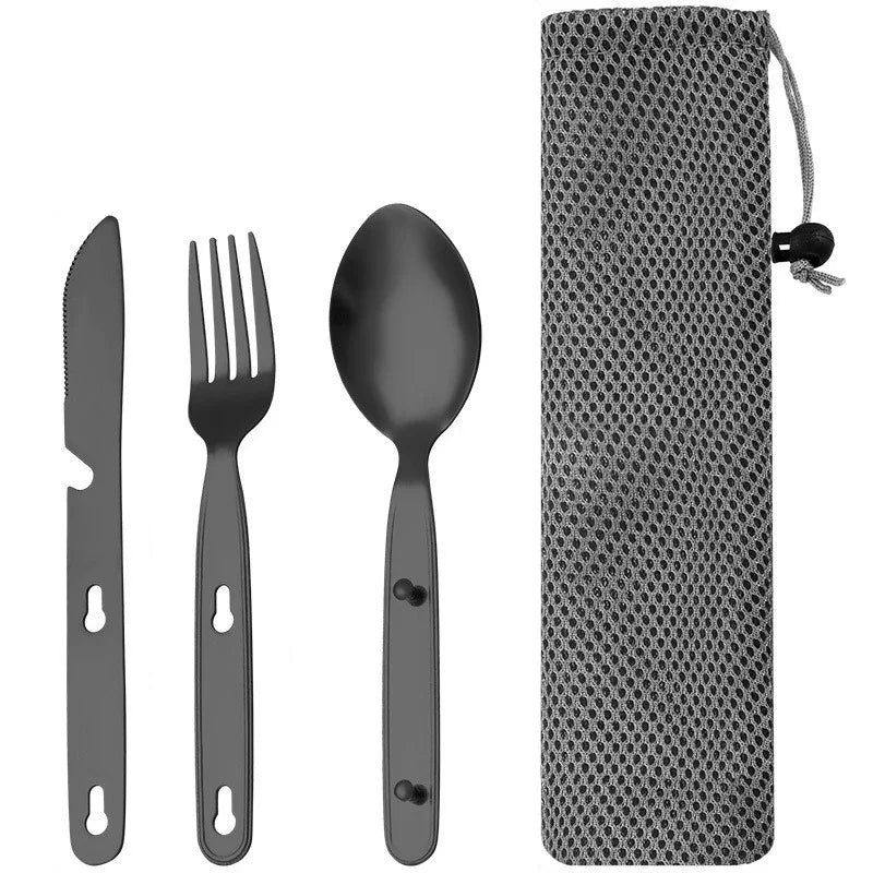 Stainless Steel Folding Camping Cutlery Set For Hiking And Picnics
