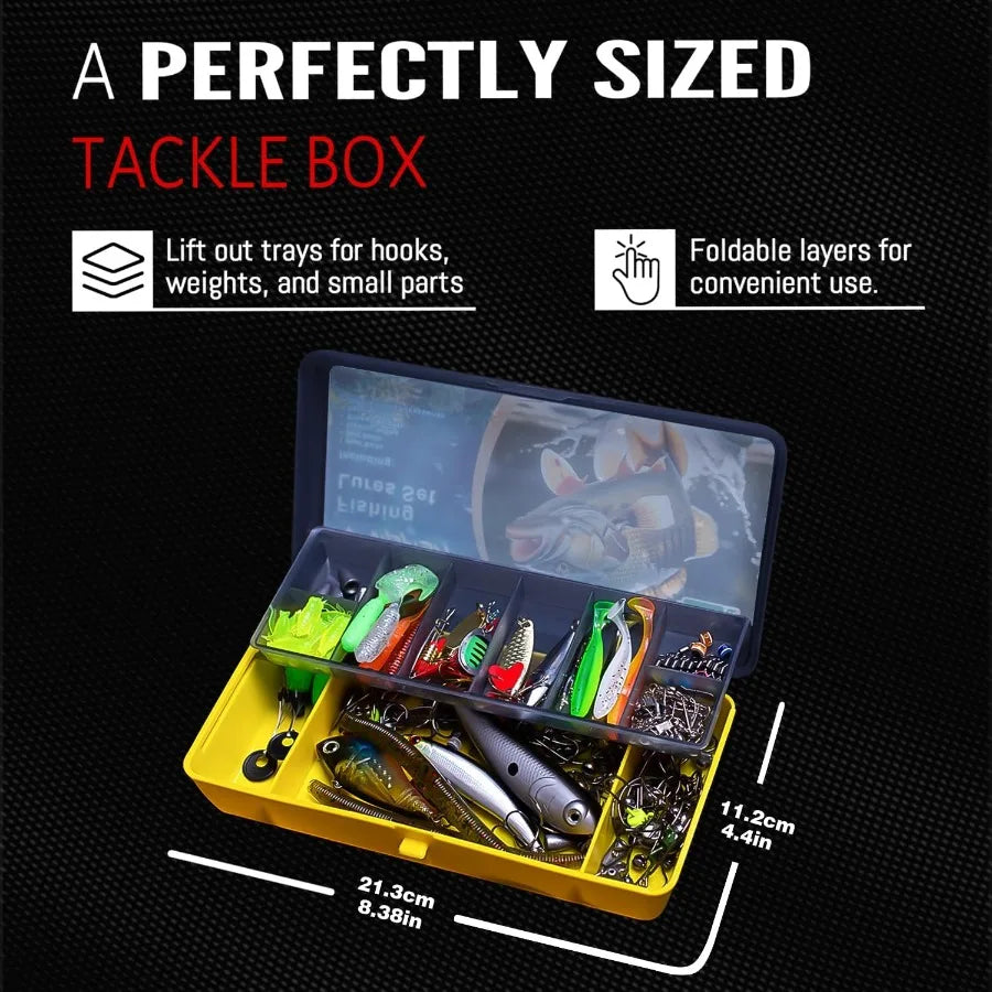Complete 145 Piece Fishing Tackle Box Set With Lures Jigs