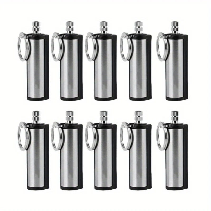 TopFlames 10Pcs Metal Fuel Lighters Multifunction Keychain Fire Starter