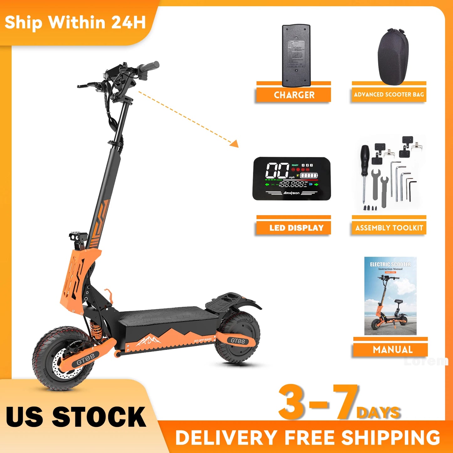 Arwibon 5600W Dual Motor Electric Scooter Folding Off Road