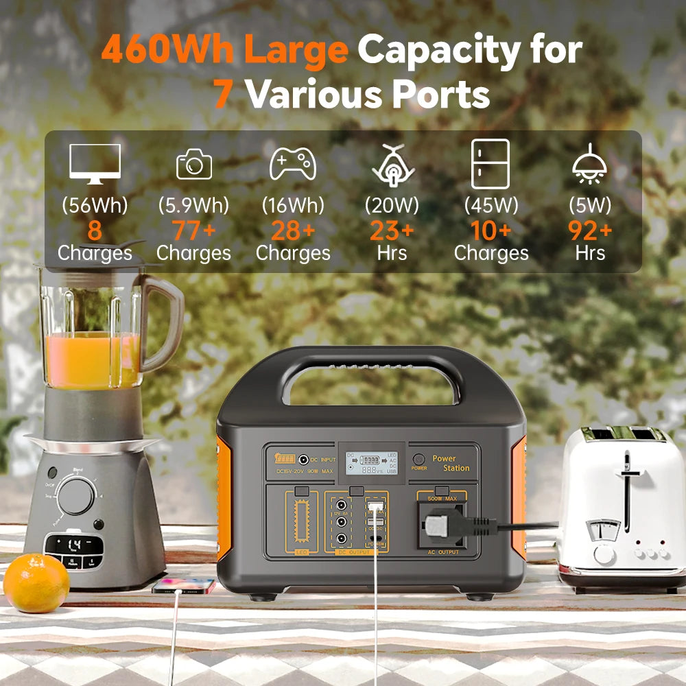 GaiaRay Portable Power Station 460Wh Solar Generator 110V