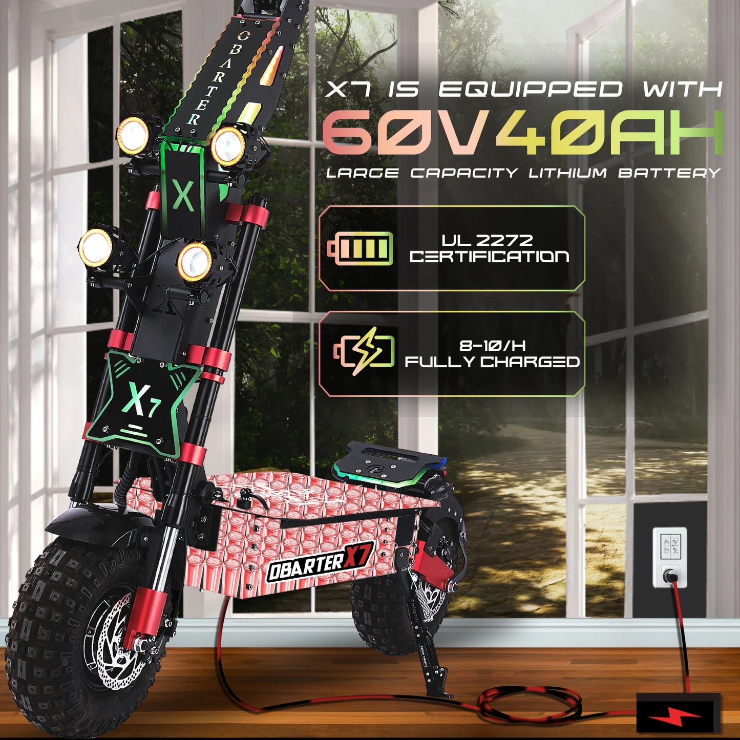 Obarter X7 Dual Motor Off Road Electric Scooter 60V40Ah