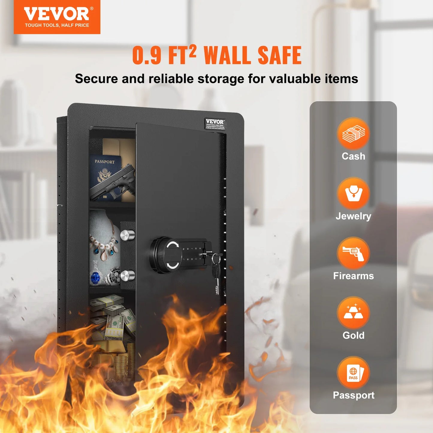 SucceBuy In Wall Safe With Keypad 3 Tier Hidden Safe