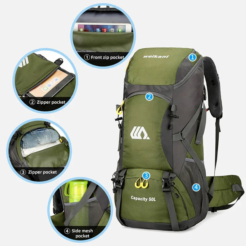 Scione Travel Backpack Waterproof Unisex Hiking Daypack For Outdoors