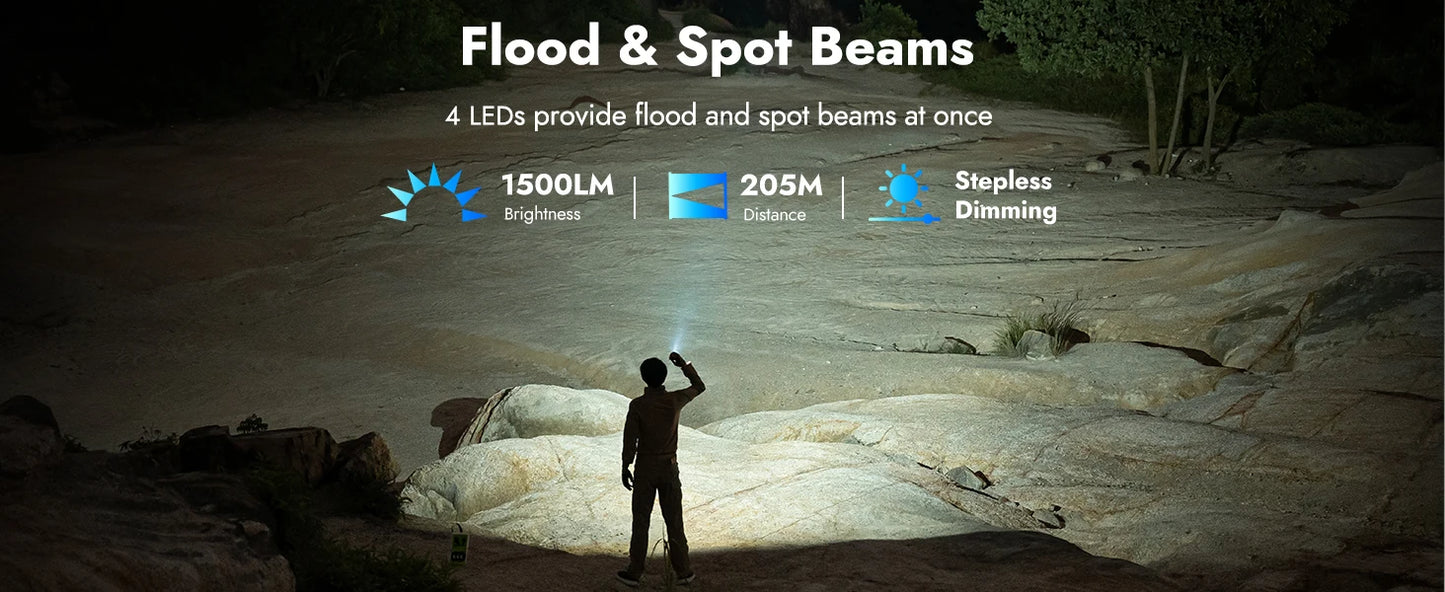 WUBEN X4 EDC Flashlight 1600 Lumen IP68 Rechargeable Pocket Light