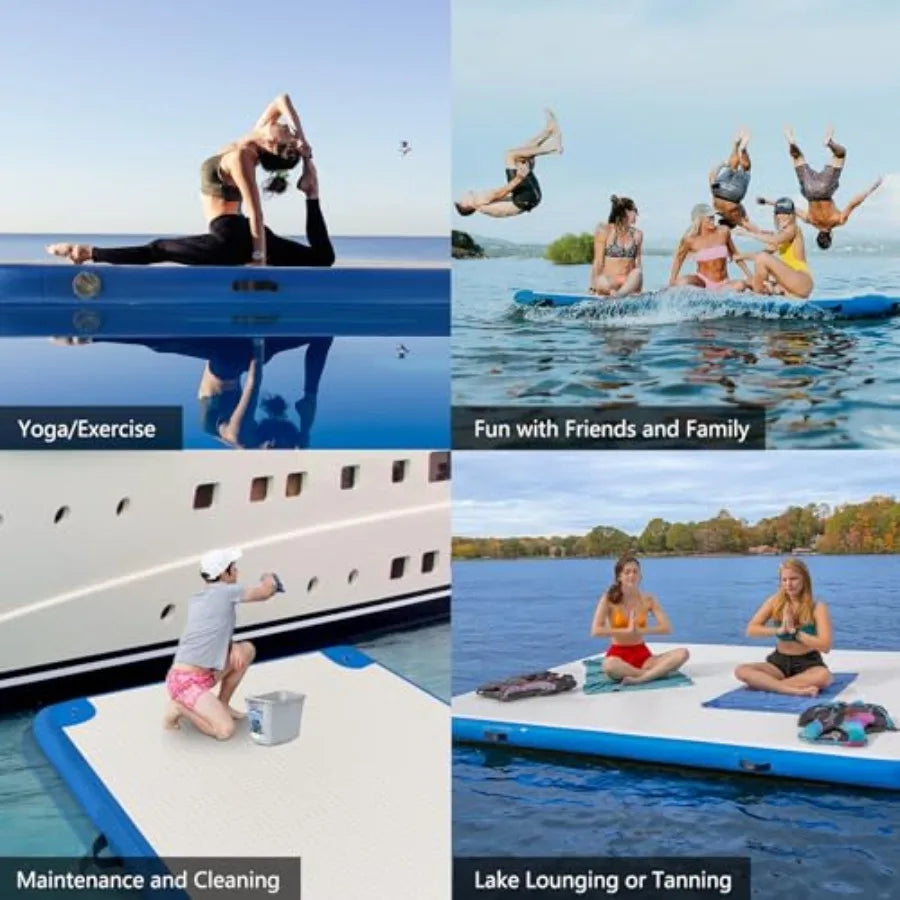 OLOEY Inflatable Lake Float for Adults Multi Person Swim Deck