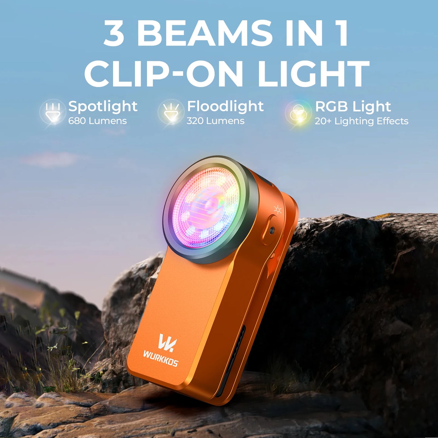 Wurkkos HD03 USB C Rechargeable Mini Clip Light RGB Magnet