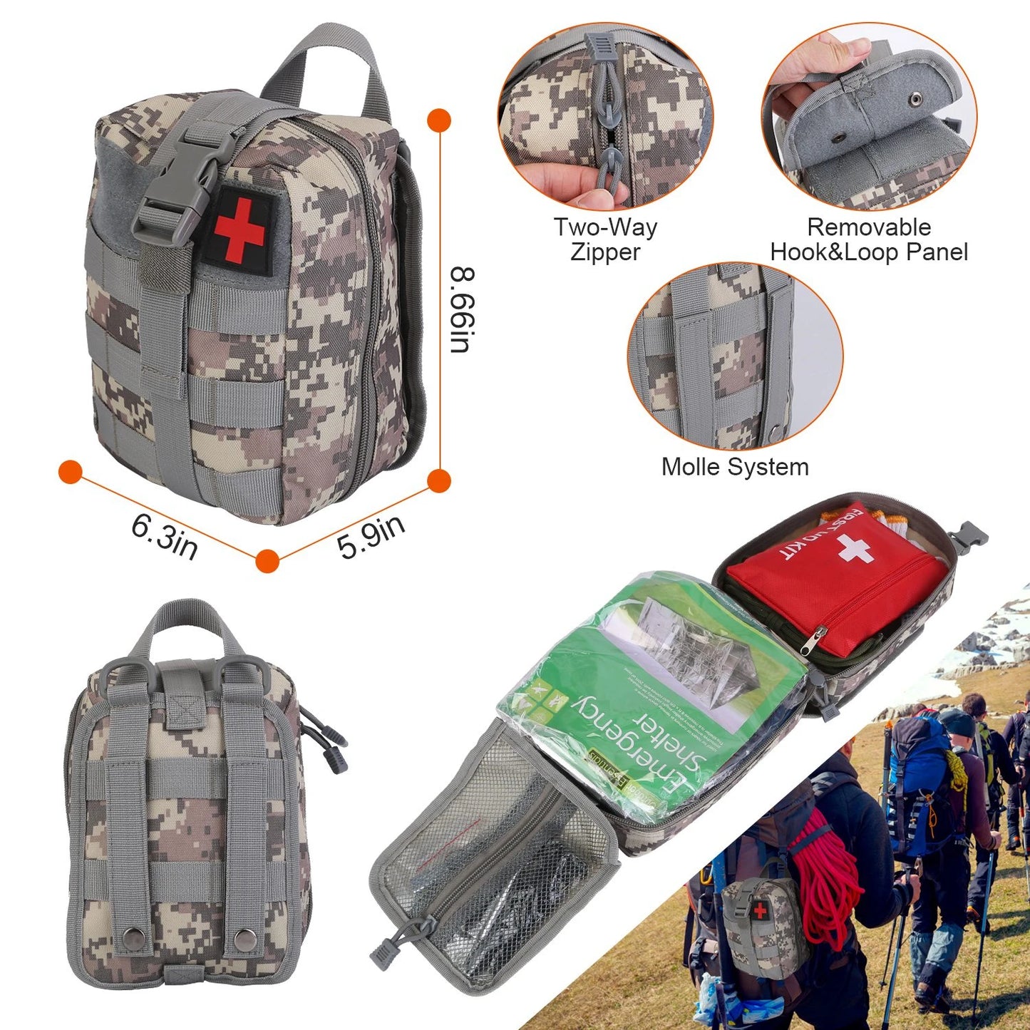 AUKYGGU 125 In 1 Emergency Survival Kit For Outdoor Camping Gear