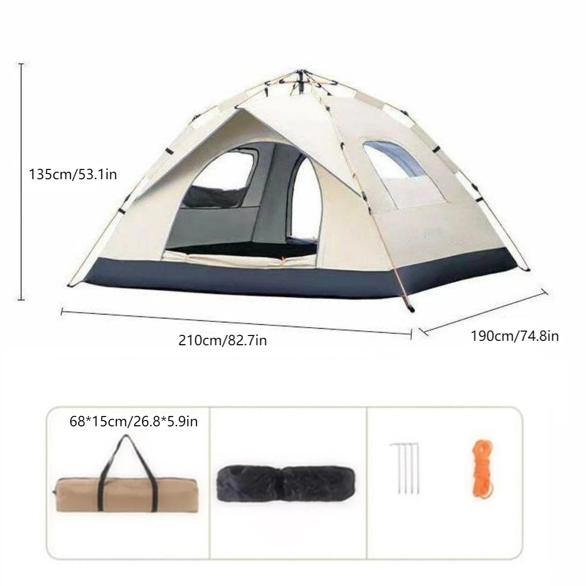 Pakicetus Automatic Opening Camping Tent Waterproof Outdoor Shelter