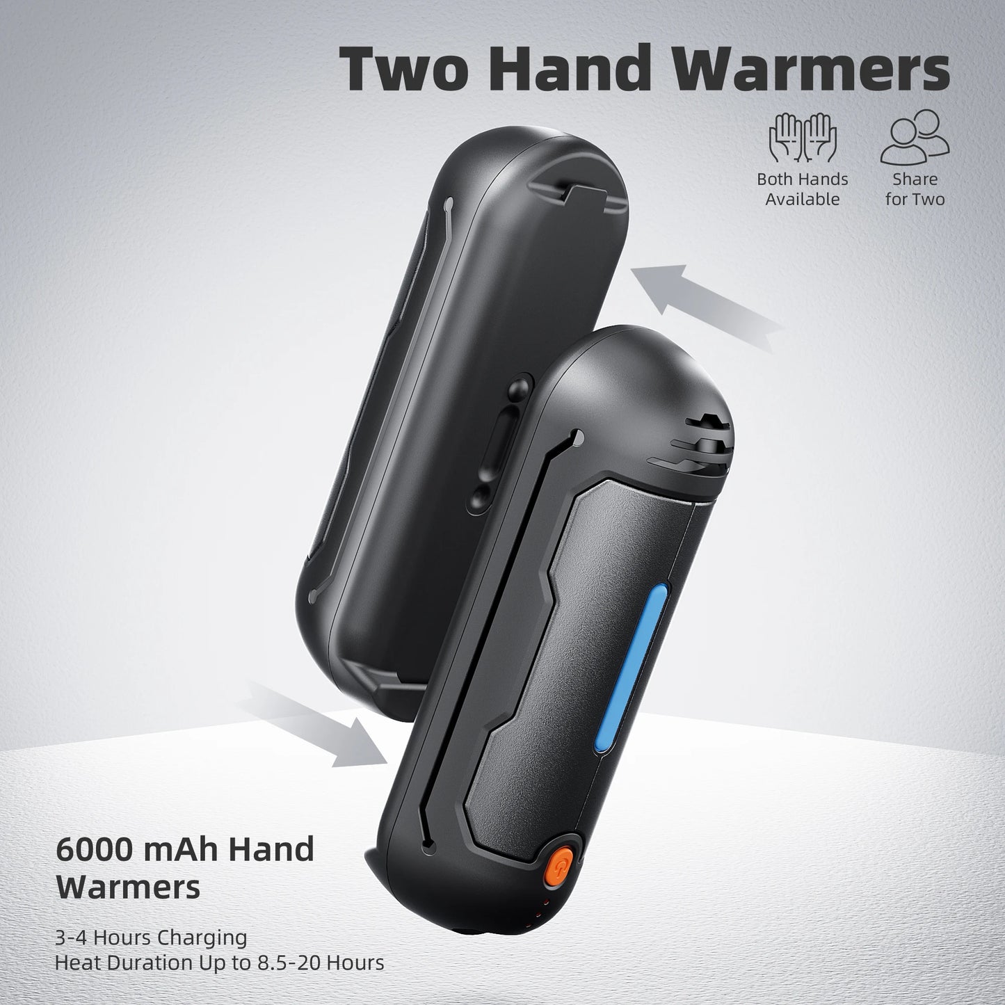 MORIKO 2 Pack Hand Warmer 5200mAh Rechargeable 2 in 1