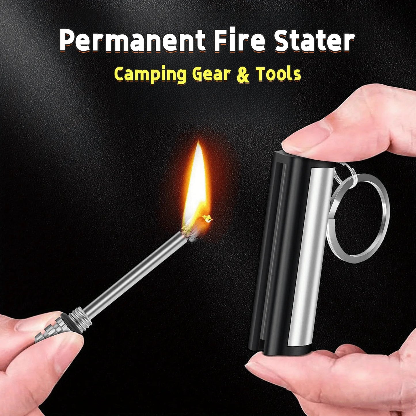 TopFlames 10Pcs Metal Fuel Lighters Multifunction Keychain Fire Starter