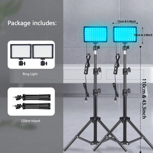 BTFOOR LED Photography Video Light Panel With Tripod RGB Filters